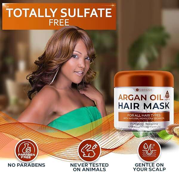 Moroccan Argan Oil Mask - Deep Conditioning Moisturizer for Dry, Extremely Damaged Hair - Hydrating Repair Treatment for Split Ends - With Collagen and Keratin for Curly, Frizzy and Color Treated Hair - Image 6