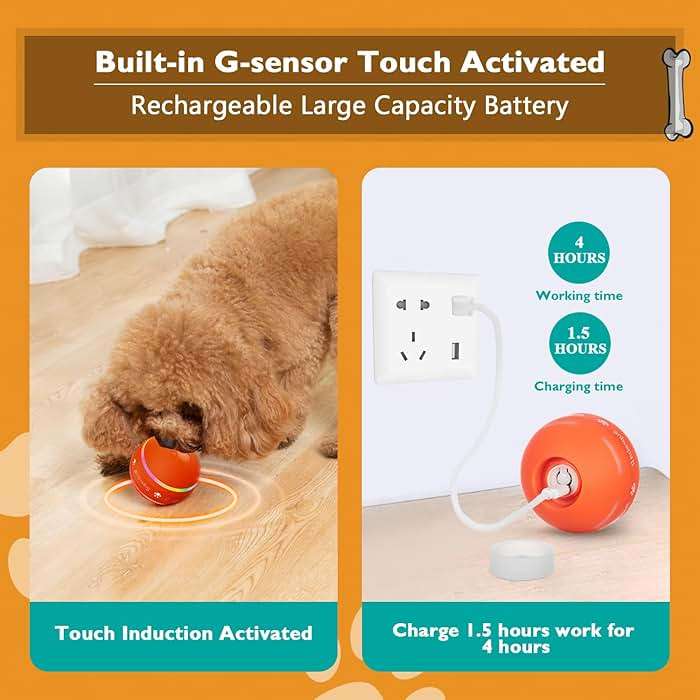 PetDroid Interactive Dog Toys Dog Ball, [Newly Upgraded] Durable Motion Activated Automatic Rolling Ball Toys for/Small/Medium/Large Dogs,USB Rechargeable(Orange) - Image 3
