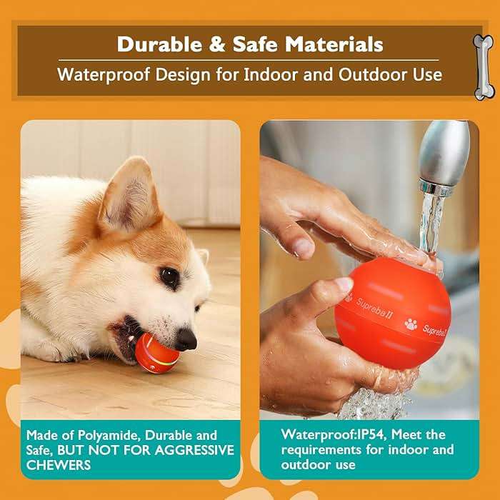 PetDroid Interactive Dog Toys Dog Ball, [Newly Upgraded] Durable Motion Activated Automatic Rolling Ball Toys for/Small/Medium/Large Dogs,USB Rechargeable(Orange) - Image 4