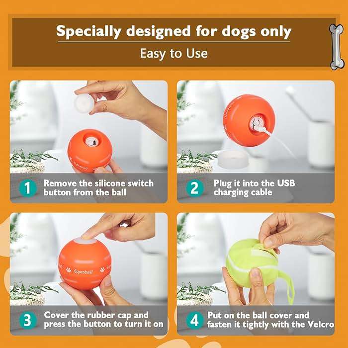 PetDroid Interactive Dog Toys Dog Ball, [Newly Upgraded] Durable Motion Activated Automatic Rolling Ball Toys for/Small/Medium/Large Dogs,USB Rechargeable(Orange) - Image 7