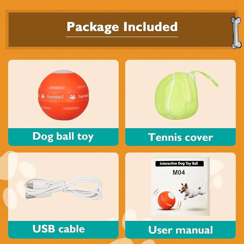 PetDroid Interactive Dog Toys Dog Ball, [Newly Upgraded] Durable Motion Activated Automatic Rolling Ball Toys for/Small/Medium/Large Dogs,USB Rechargeable(Orange) - Image 8