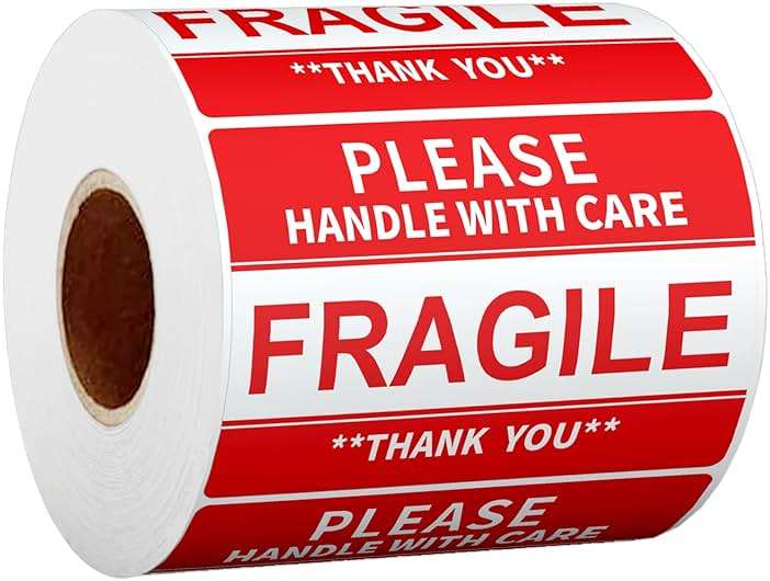 Anylabel 2" x 3" Fragile Stickers for Shipping and Moving Please Handle with Care Fragile Thank You Do Not Drop, Warning Stickers Fragile Labels, Permanent Adhesive(500 Labels, 1 Roll) - Image 1