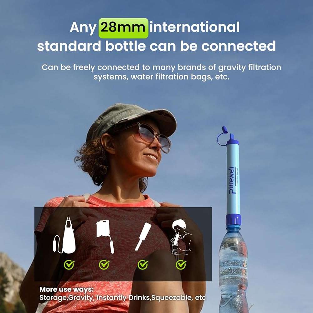 Purewell Outdoor Water Filter Personal Water Filtration Straw Emergency Survival Gear Water Purifier for Camping Hiking Climbing Backpacking(8PCS) - Image 6