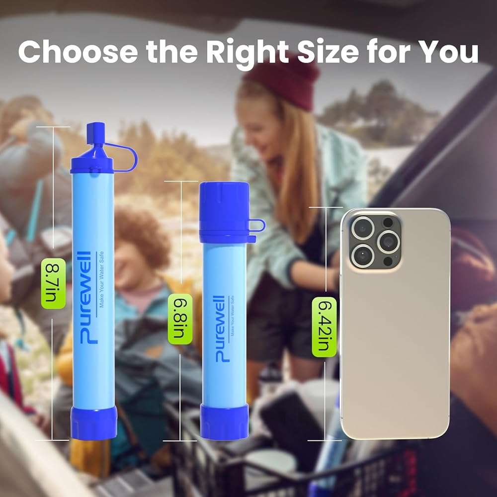 Purewell Outdoor Water Filter Personal Water Filtration Straw Emergency Survival Gear Water Purifier for Camping Hiking Climbing Backpacking(8PCS) - Image 7