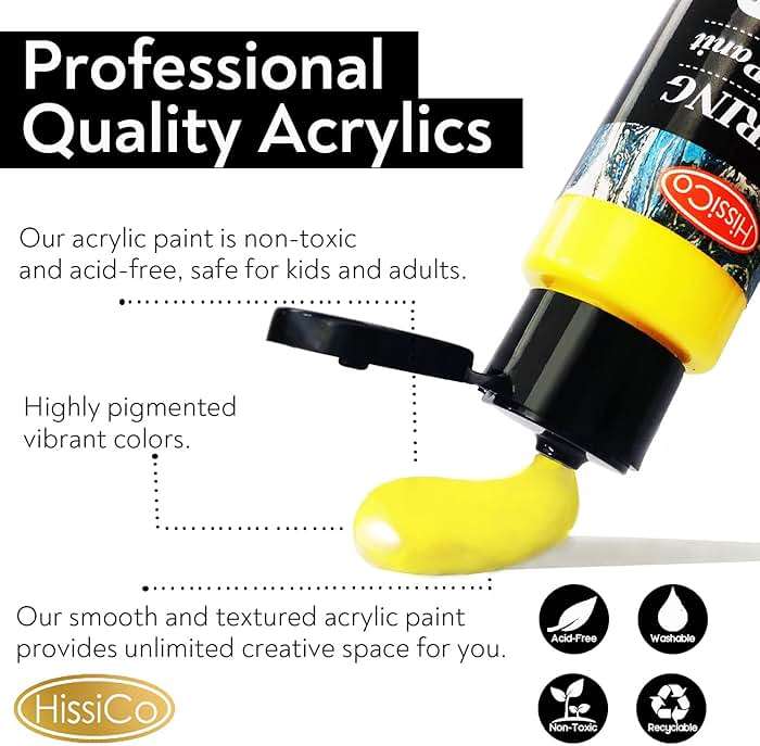 55PCS Acrylic Paint Set of 36 Colors 2fl oz 60ml Bottles 12 Brushes,Non Toxic 36 Colors Acrylic Paint No Fading Rich Pigment for Kids Adults Artists Canvas Crafts Wood Painting - Image 4