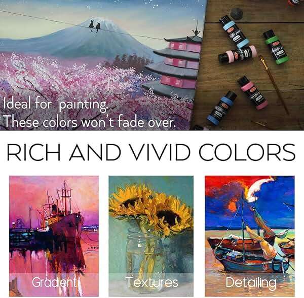 55PCS Acrylic Paint Set of 36 Colors 2fl oz 60ml Bottles 12 Brushes,Non Toxic 36 Colors Acrylic Paint No Fading Rich Pigment for Kids Adults Artists Canvas Crafts Wood Painting - Image 5