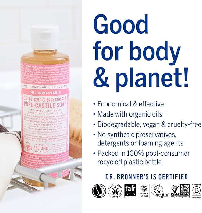 Dr. Bronners Cherry Blossom Pure-Castile Liquid Soap, 240 ML - Image 4