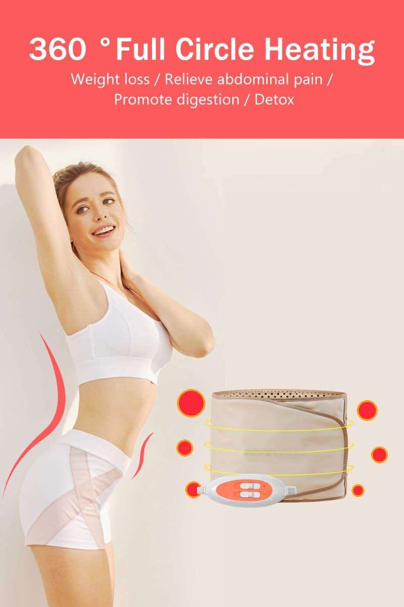 PINJAZE Electric Slimming Heating Belt-with Hot Compress and Vibration Function-360° Full Circle Heating-Help Relieve Back and Waist Pain-50×11 Inches PU Material,Plug Use,2.86Lb (Grey, 110V US Plug) - Image 3