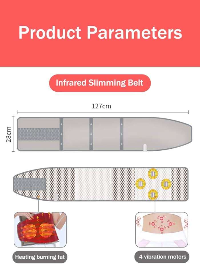 PINJAZE Electric Slimming Heating Belt-with Hot Compress and Vibration Function-360° Full Circle Heating-Help Relieve Back and Waist Pain-50×11 Inches PU Material,Plug Use,2.86Lb (Grey, 110V US Plug) - Image 7