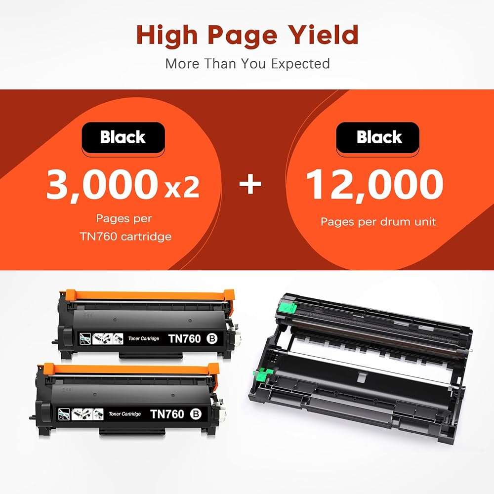 Toner Kingdom Compatible TN760 Toner Cartridge and DR730 Drum for Brother TN760 TN-760 TN730 TN-730 DR730 for Brother HL-l2395dw HL-L2350DW MFC-L2710DW Printer (2 Toners, 1 Drum Unit) - Image 3