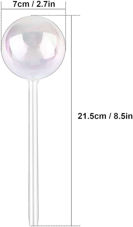 Tomorotec [2 PCS] Light Iridescent Rainbow Gradient Color Clear Glass Self-Watering System Spikes, Automatic Plant Waterer Bulbs - Image 2