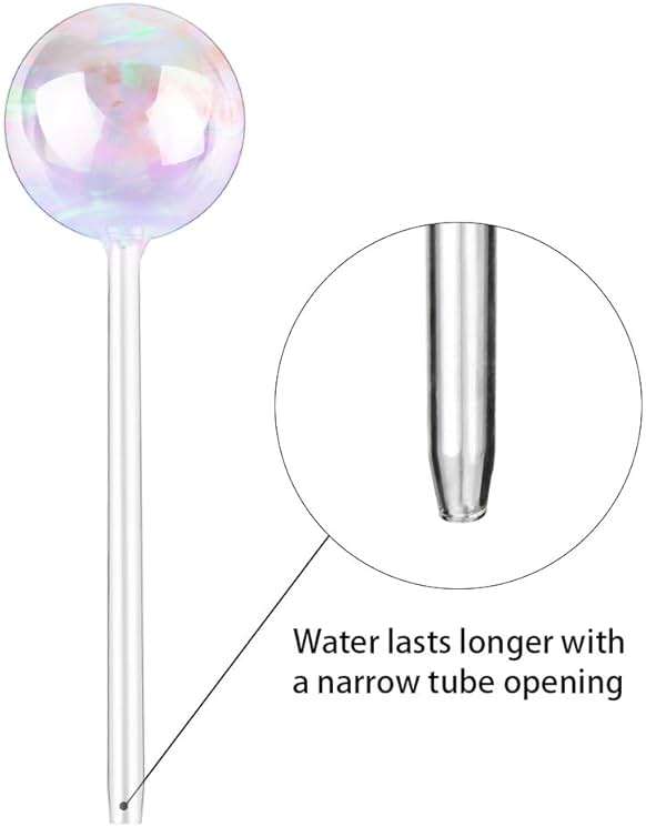 Tomorotec [2 PCS] Light Iridescent Rainbow Gradient Color Clear Glass Self-Watering System Spikes, Automatic Plant Waterer Bulbs - Image 4