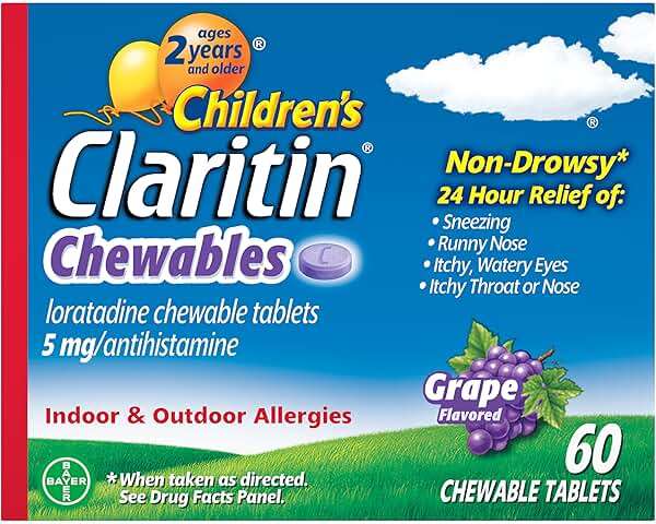 Children's Claritin Chewables 24 HR Children Allergy Medicine, Grape, 60 Count - Image 1