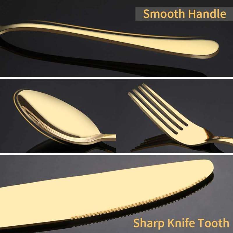 Aisoso Gold Silverware Set, 20-Piece Flatware Set Stainless Steel Cutlery Kitchen Utensil Set Tableware Service for 4 - Image 4