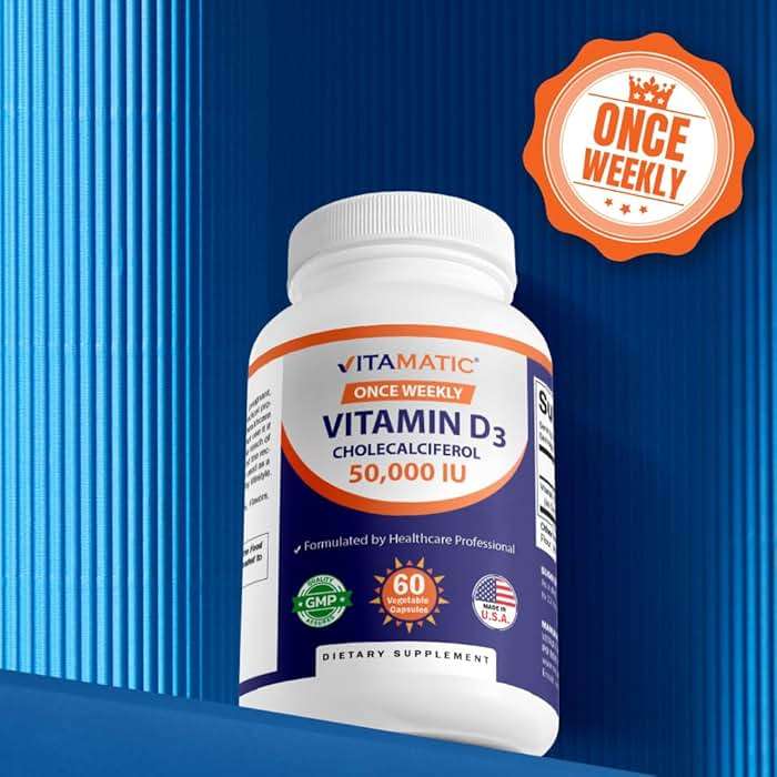 Vitamatic Vitamin D3 50,000 IU (as Cholecalciferol), Once Weekly Dose, 1250 mcg, 60 Veggie Capsules 1 Year Supply, Progressive Formula Helping Vitamin D Deficiencies (60 Count (Pack of 1)) - Image 6