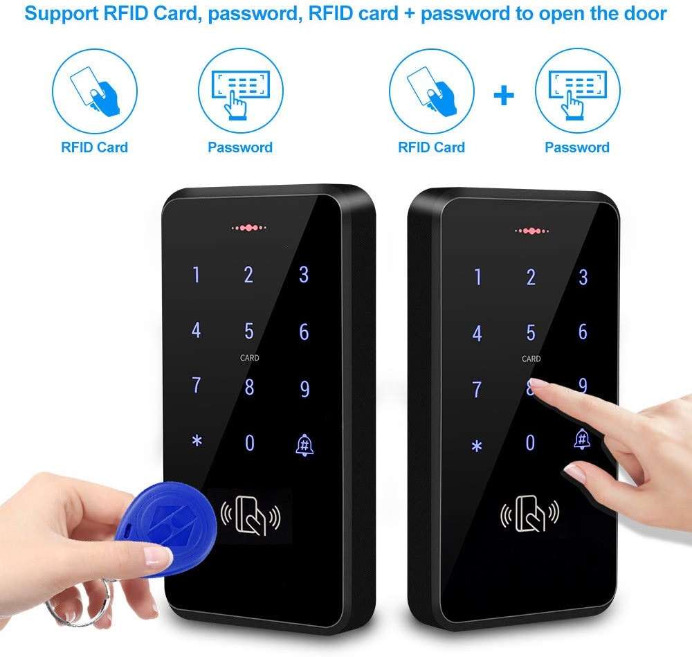 HFeng Outdoor IP68 Waterproof RFID Keypad Touch Access Control System Rainproof WG26/34 125KHz Card Reader + 10pcs EM4100 Keyfobs - Image 5