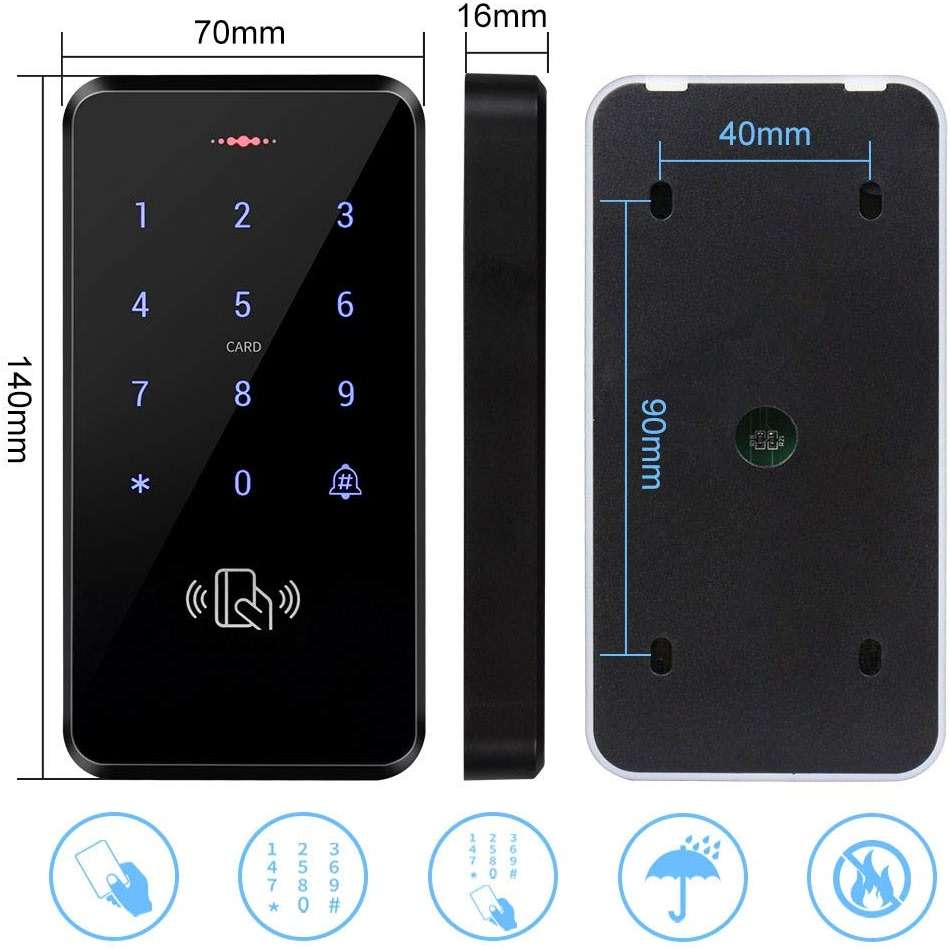 HFeng Outdoor IP68 Waterproof RFID Keypad Touch Access Control System Rainproof WG26/34 125KHz Card Reader + 10pcs EM4100 Keyfobs - Image 6