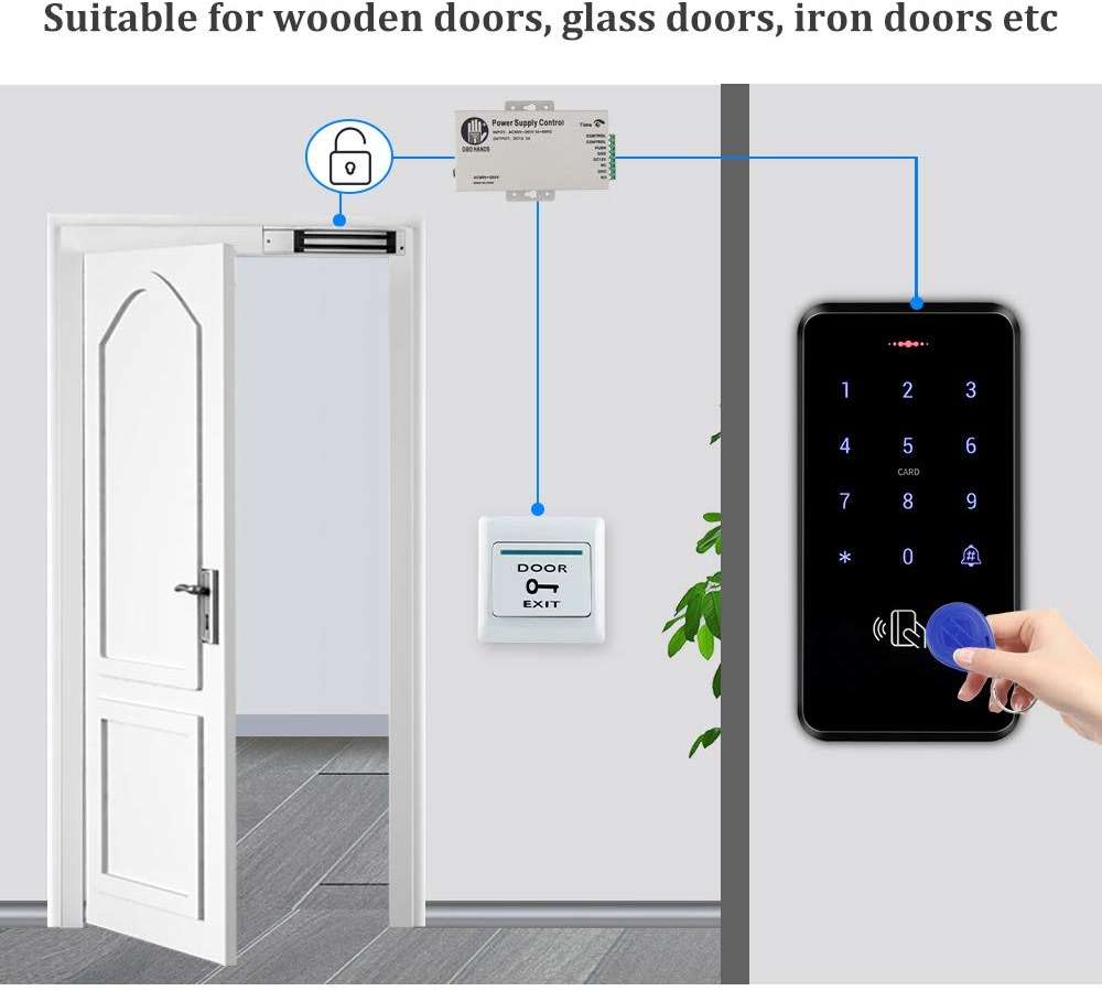 HFeng Outdoor IP68 Waterproof RFID Keypad Touch Access Control System Rainproof WG26/34 125KHz Card Reader + 10pcs EM4100 Keyfobs - Image 8