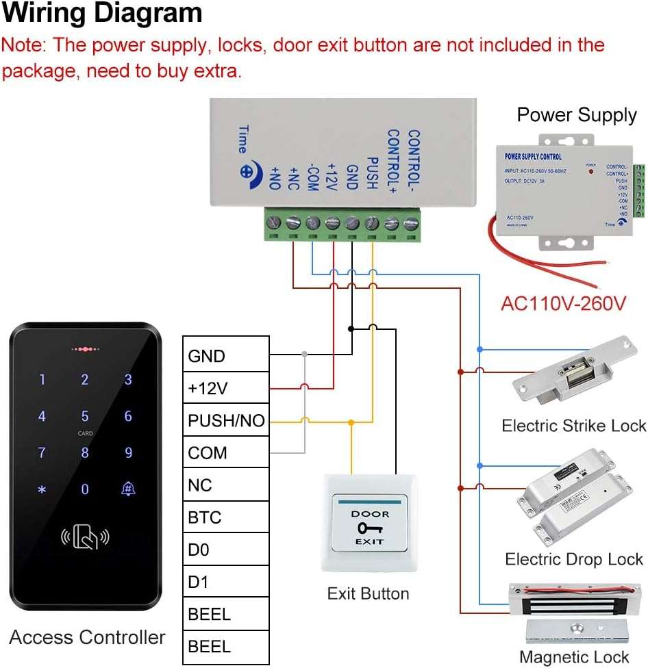 HFeng Outdoor IP68 Waterproof RFID Keypad Touch Access Control System Rainproof WG26/34 125KHz Card Reader + 10pcs EM4100 Keyfobs - Image 9