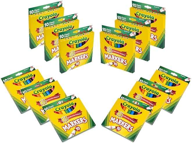 Crayola Broad Line Markers (12pk), Assorted Bulk Markers for Kids, Arts & Crafts Supplies for Coloring Books, Construction Paper, Ages 3+ - Image 1