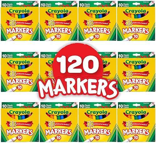 Crayola Broad Line Markers (12pk), Assorted Bulk Markers for Kids, Arts & Crafts Supplies for Coloring Books, Construction Paper, Ages 3+ - Image 2