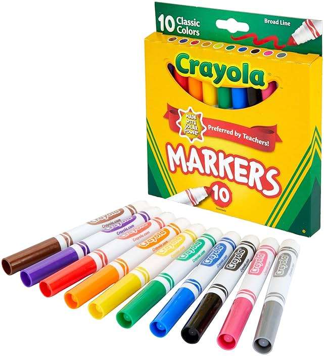 Crayola Broad Line Markers (12pk), Assorted Bulk Markers for Kids, Arts & Crafts Supplies for Coloring Books, Construction Paper, Ages 3+ - Image 4