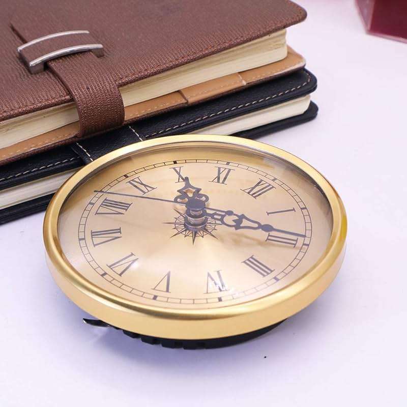 Menolana 4.25 Inch Quartz Clock Insert Battery Powered Gold Roman Numeral DIY Repairs - Image 2