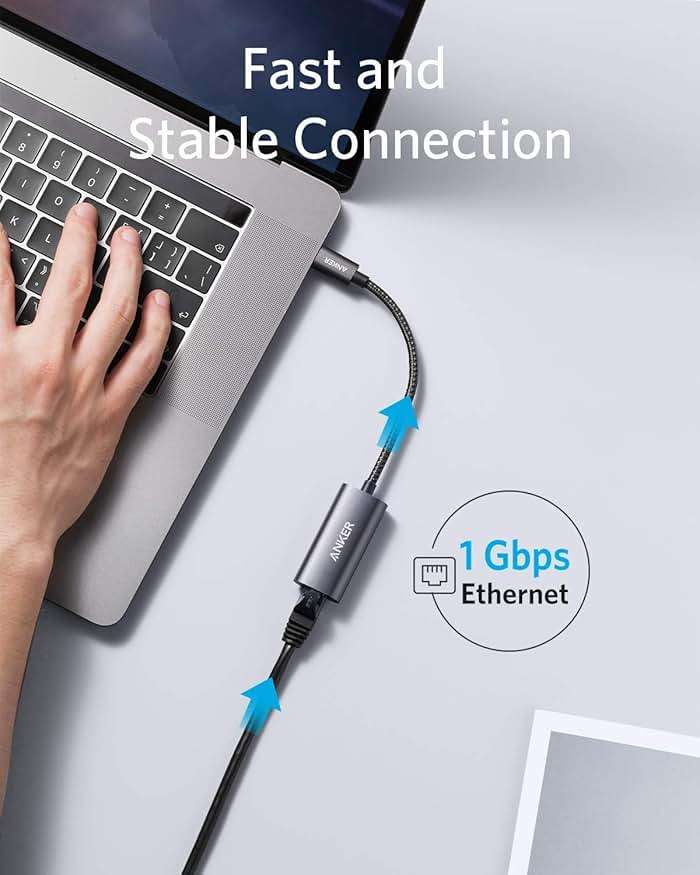 Anker USB C to Ethernet Adapter, Portable USB C Type-C 1-Gigabit Network Hub, 10/100/1000 Mbps,Network Adapter for MacBook Pro, iPad Pro 2019/2018, ChromeBook, XPS, Galaxy S9/S8, and More - Image 3