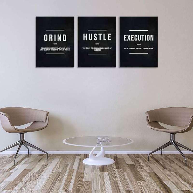 Motivational Office Wall Decor Inspirational Success Canvas Wall Art Hustle Posters Prints Entrepreneur Quote Wall Picture Paintings 3 Pieces Artwork Home Bedroom Framed Easy to Hang(36”Wx16”H) - Image 6