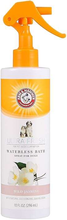 Arm & Hammer Ultra Fresh Waterless Dog Bath Spray, Baking Soda Deodorizer No-Rinse Dry Dog Shampoo for Between-Bath Odor Control and Coat Freshening, White Jasmine Scent, 10 Fl Oz - Image 1