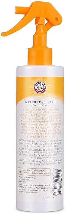 Arm & Hammer Ultra Fresh Waterless Dog Bath Spray, Baking Soda Deodorizer No-Rinse Dry Dog Shampoo for Between-Bath Odor Control and Coat Freshening, White Jasmine Scent, 10 Fl Oz - Image 5