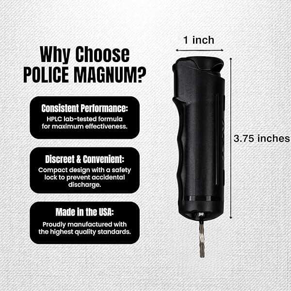 Police Magnum Keychain Pepper Spray Flip Top Safety 3 Pack 1/2oz- Maximum Heat Strength OC with Dye- Tactical Small Compact Case- for Women & Men's Self Defense- Made in The USA - Image 5