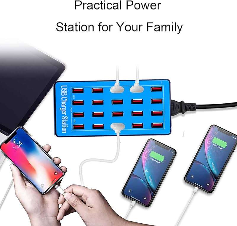 MaxLax USB Charging Station, 20-Port 100W/20A Multi-USB Charger Station for Smartphones, Tablets, and Other Devices - Image 5