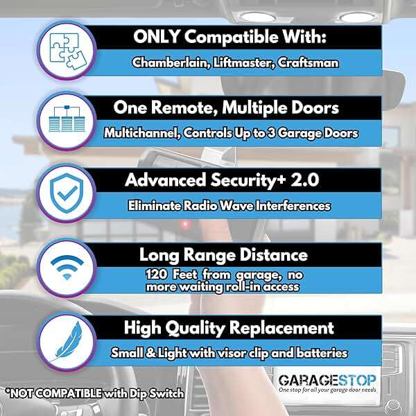 893LM 893Max 891LM 371LM 373LM 971LM 973LM Universal Garage Door Opener Remote - for Chamberlain, LiftMaster, Craftsman, 3-Button, Extra Long-Range Gate Opener Remote - Image 3