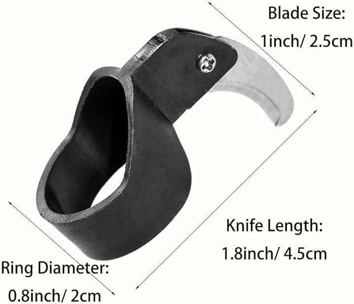 TOGRAND Safety Finger Ring Knife, Portable Utility Cutting Helper Tool with Sharp and Strong Curved Steel Blade, Ring Size 0.8inch/2cm Diameter(2Pack, Black) - Image 3