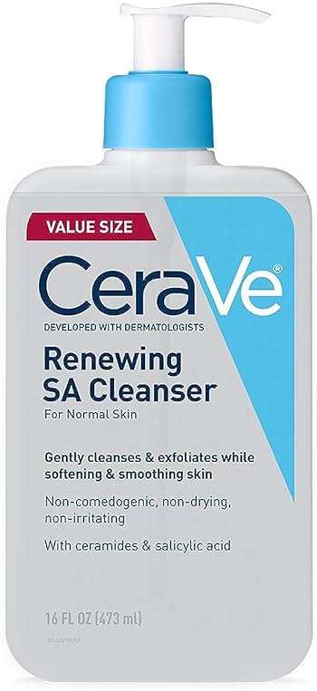 CeraVe Renewing Salicylic Acid Cleanser, Formulated With Hyaluronic Acid, Niacinamide, & Ceramides, Gentle BHA Exfoliating Face Wash Smoothes & Softens Skin, Non Comedogenic & Fragrance Free, 16 Ounce - Image 1