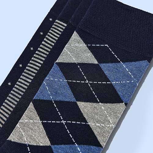 VRD Men's Dress Socks Bamboo Rayon, 5-Pack Crew Socks, Multiple Colors and Designs, Shoe Size 8-13, Gift Box - Image 5