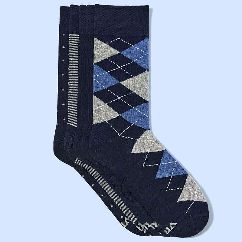 VRD Men's Dress Socks Bamboo Rayon, 5-Pack Crew Socks, Multiple Colors and Designs, Shoe Size 8-13, Gift Box - Image 7