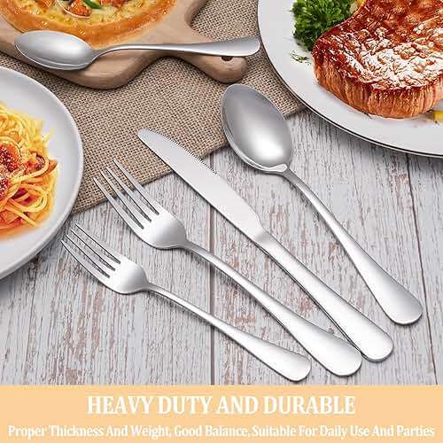 MUTNITT 30 Pcs Silverware Set Service for 6,Premium Stainless Steel Flatware Set,Mirror Polished Cutlery Utensil Sets,Durable Kitchen Eating Tableware Sets,Include Fork Knife Spoon,Dishwasher Safe - Image 7