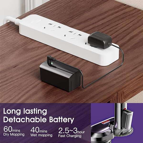 VMAI Electric Mop with Detachable Battery & 300ml Water Tank, Spin Mop with LED Headlight and Sprayer, for Hardwood, Tile, Laminate Floor, <50dB Working Noise - Image 2