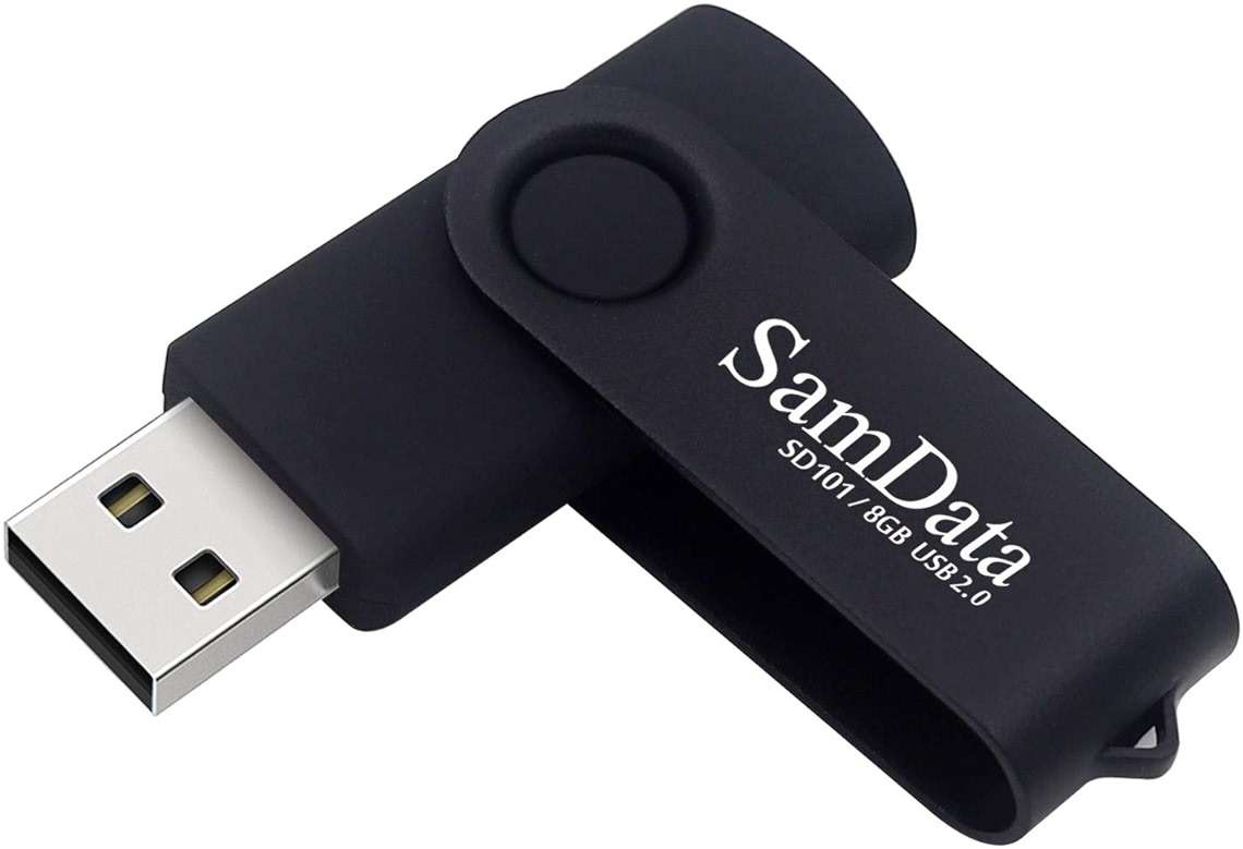 SamData USB Flash Drive 8GB 1 Pack USB 2.0 Thumb Drive Swivel Memory Stick Data Storage Jump Drive Zip Drive Drive with Led Indicator (Black, 8GB-1Pack) - Image 1