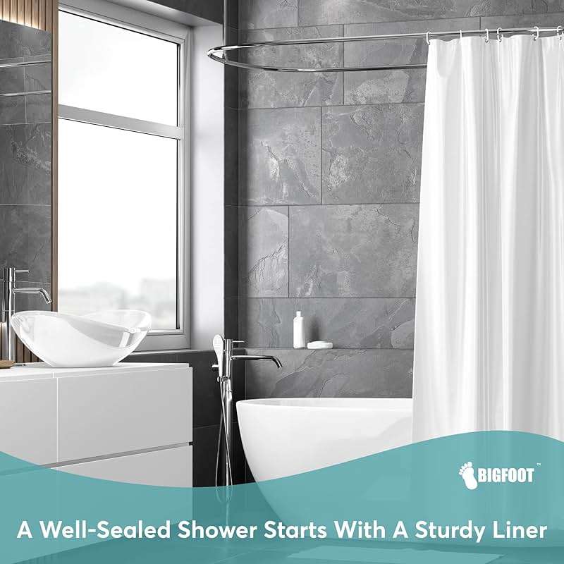 BigFoot Clear Shower Curtain - 72x72 Odorless Plastic with Magnets, Washable Long Bathroom Curtain - Premium PEVA Waterproof Bath Curtain, Rust-Proof Bathroom Essentials - Image 2