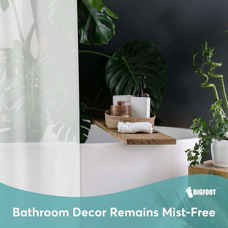 BigFoot Clear Shower Curtain - 72x72 Odorless Plastic with Magnets, Washable Long Bathroom Curtain - Premium PEVA Waterproof Bath Curtain, Rust-Proof Bathroom Essentials - Image 8