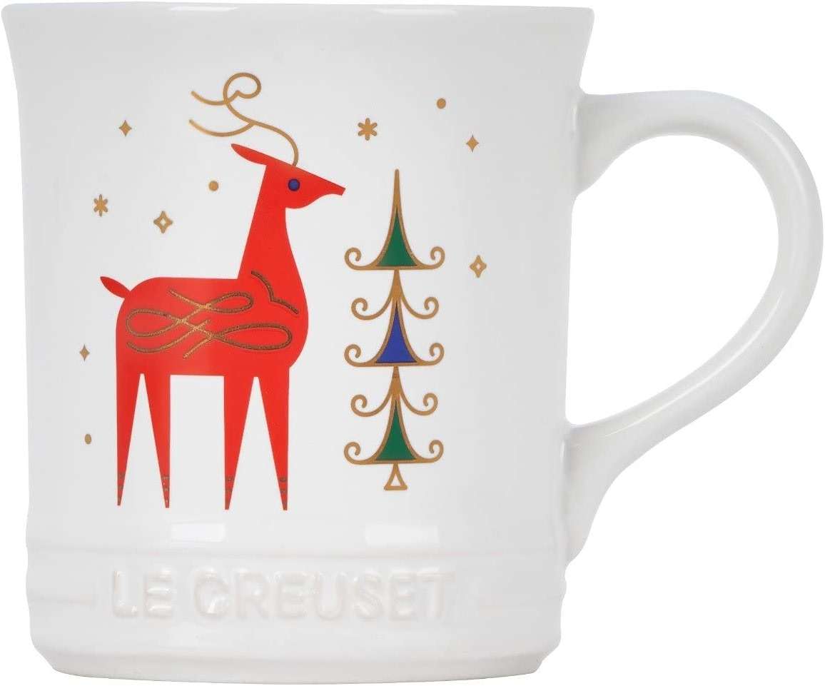 Le Creuset Stoneware Noel Collection: Reindeer Mug, 14 oz., White w/Applique - Image 5