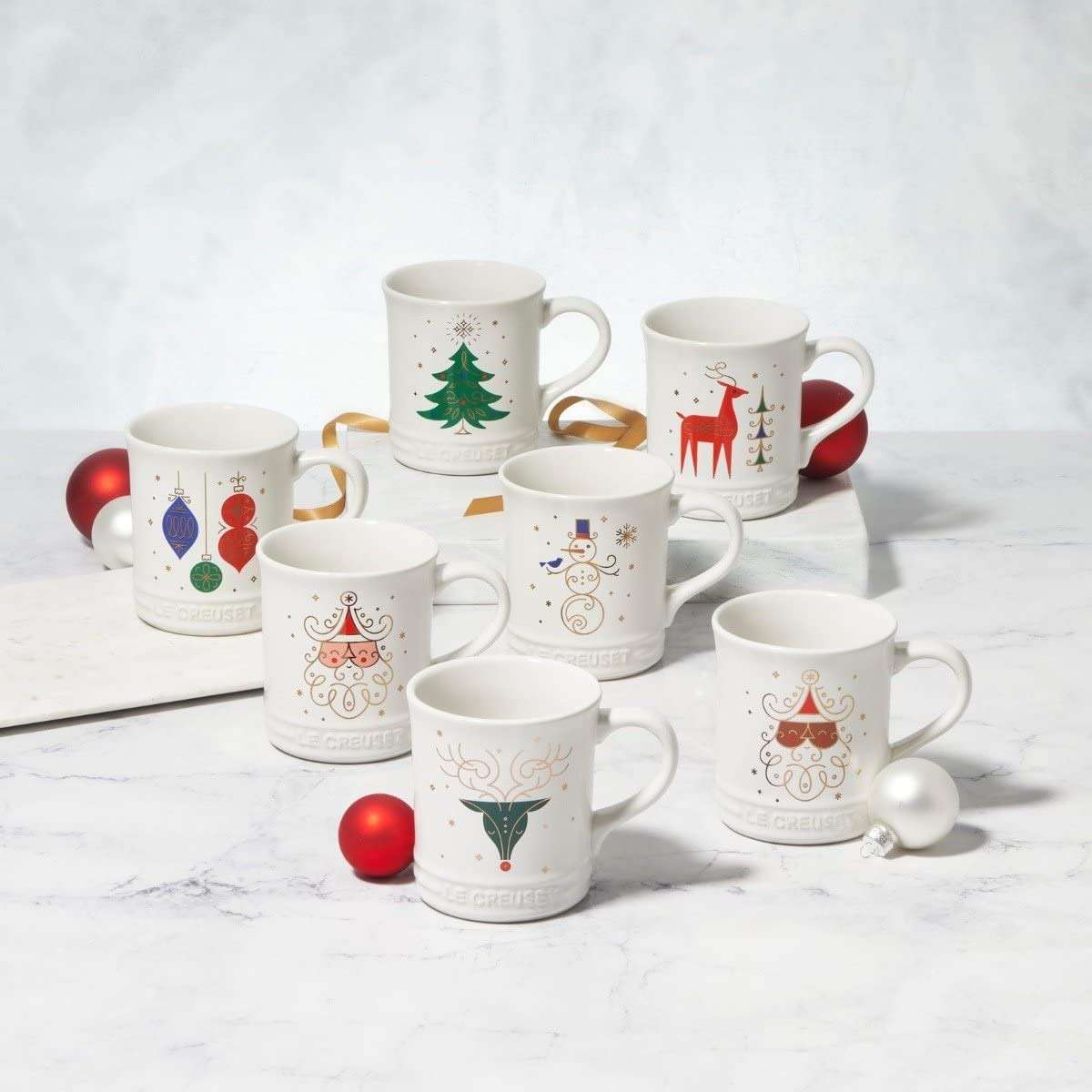 Le Creuset Stoneware Noel Collection: Reindeer Mug, 14 oz., White w/Applique - Image 6