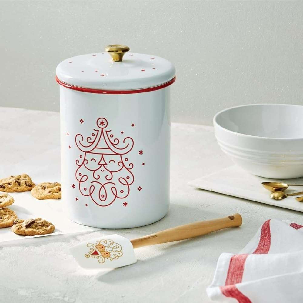 Le Creuset Silicone Noel Collection Medium Spatula, 11 1/8" x 2 1/4", White with Printed Design & Gold Foil - Image 2