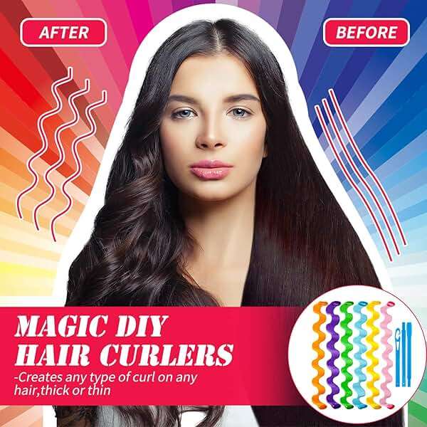 30 Pieces Heatless Waves Curlers Spiral Curls Styling Kit No Heat Hair Waver Spiral Curlers Rollers with 2 Pieces Styling Hooks for Most Hairstyles (45 cm, Mixed Color) - Image 4