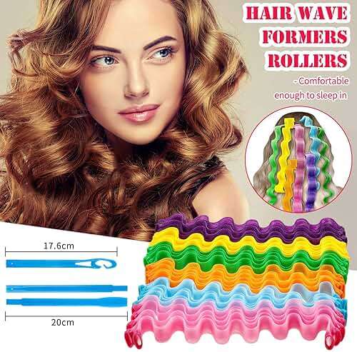 30 Pieces Heatless Waves Curlers Spiral Curls Styling Kit No Heat Hair Waver Spiral Curlers Rollers with 2 Pieces Styling Hooks for Most Hairstyles (45 cm, Mixed Color) - Image 5