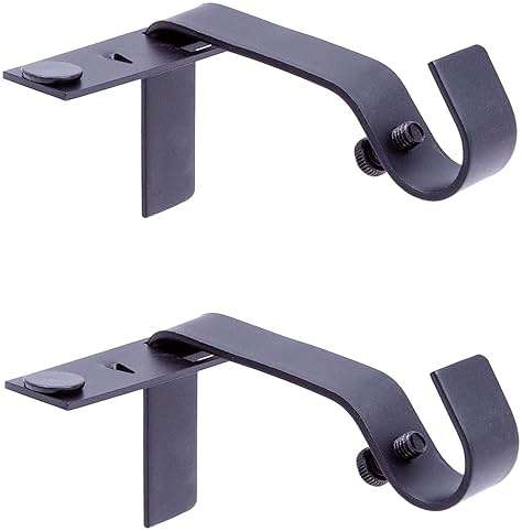 Kenney Fast Fit 5/8" No Measure Curtain Rod Brackets, Matte Black - Image 1