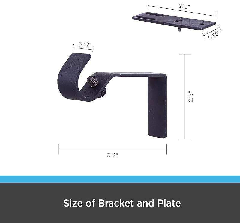 Kenney Fast Fit 5/8" No Measure Curtain Rod Brackets, Matte Black - Image 2